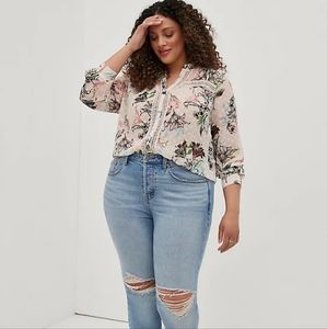 CHIFFON CLIP DOT WITH LACE INSET TOP - PLUS SIZE 00 / M/L / 10 (D1)